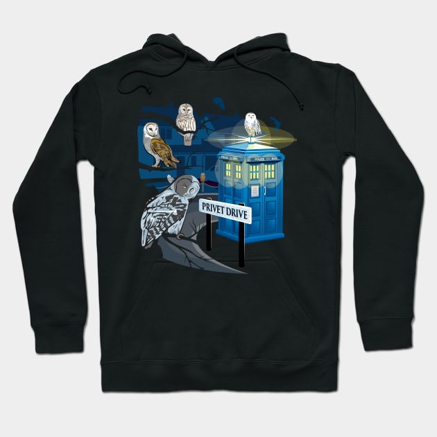 Hedwig Says Who! ( Doctor Who Tardis ) Hoodie by LaughingDevil